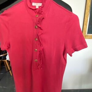 Tory Burch cherry Ruffled Collar Top